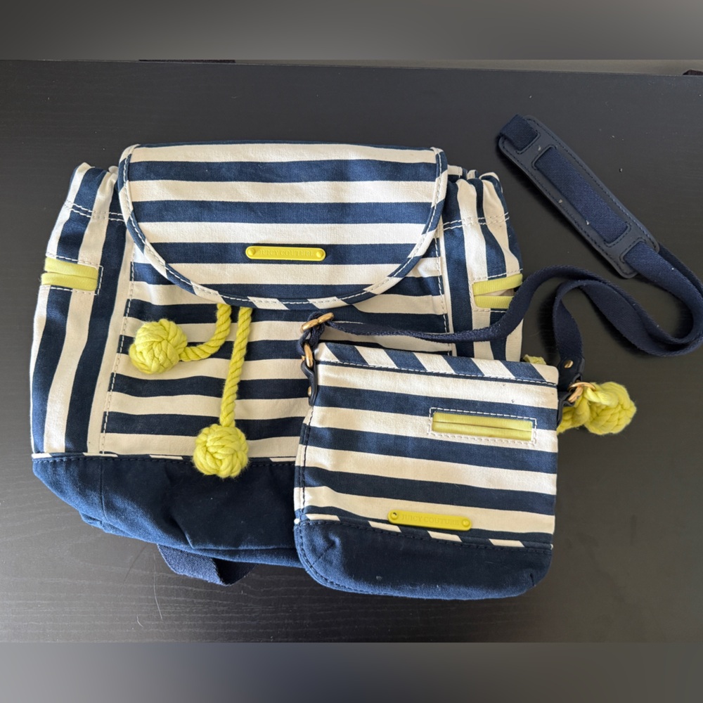 Juicy Couture Nautical Stripe Backpack and Crossbody Purse Set